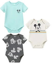 Disney Baby Boys' Mickey Mouse Short-Sleeve Bodysuits, 3-Piece Set