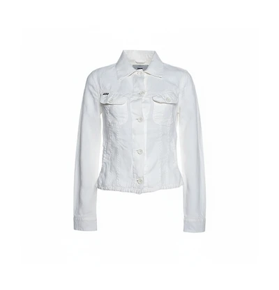 Pre-Owned Burberry Women's Off White Linen Pocket Detail Button Front Shirt