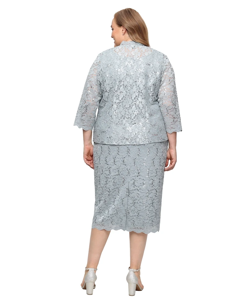 Sl Fashions Plus 2-Pc. Lace Jacket & Sheath Dress Set