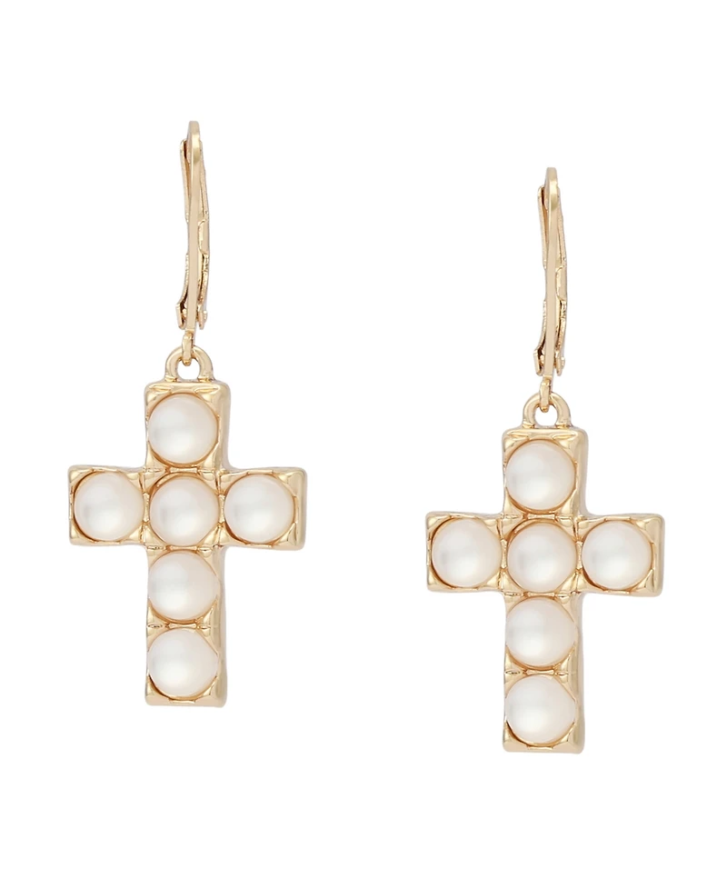 Robert Lee Morris Soho Mother of Pearl Cross Drop Earrings