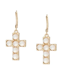 Robert Lee Morris Soho Mother of Pearl Cross Drop Earrings