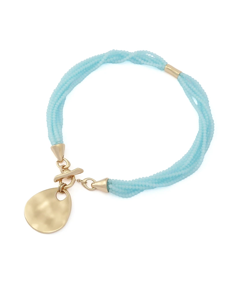 Robert Lee Morris Soho Faux Stone Disc Pendant Seed Bead Necklace