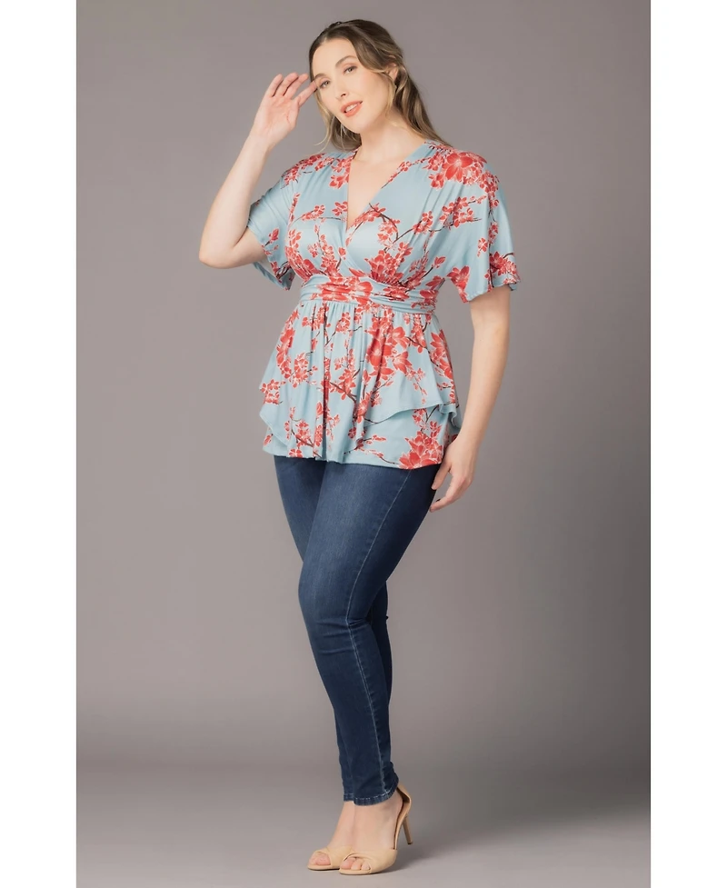 Kiyonna Plus Encore Short Sleeve Printed Top