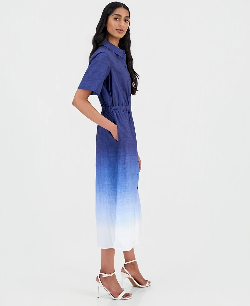Anne Klein Women's Ombre Cotton Midi Shirtdress