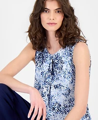 Anne Klein Women's Sleeveless Asymmetric Pleated Top