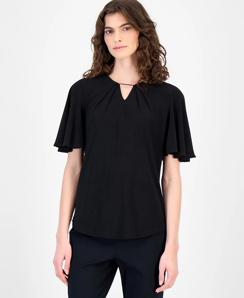 Anne Klein Women's Pleated Bell-Sleeve Top
