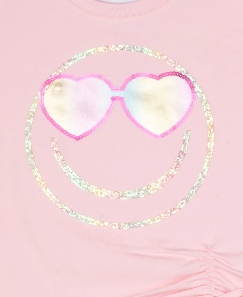 Rare Editions Girls' 4T-6X Smiley Applique Top and Denim Skort, 2-Piece Set