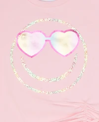 Rare Editions Girls' 4T-6X Smiley Applique Top and Denim Skort, 2-Piece Set