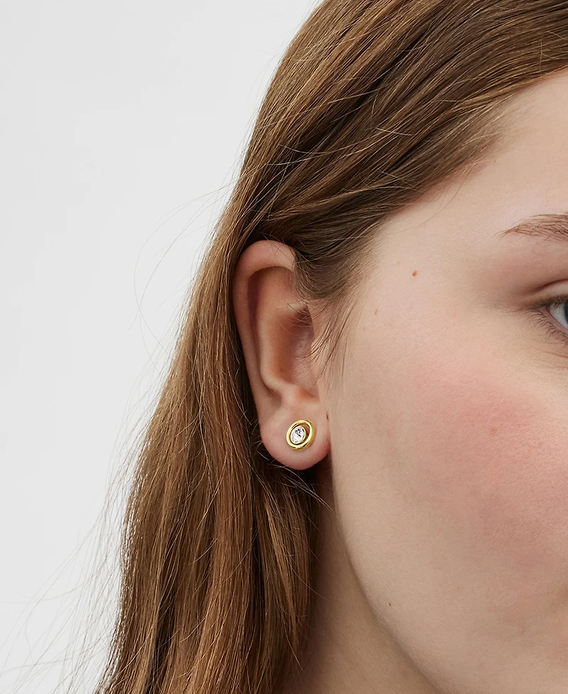 Coach Faux Stone Halo Round Stud Earrings