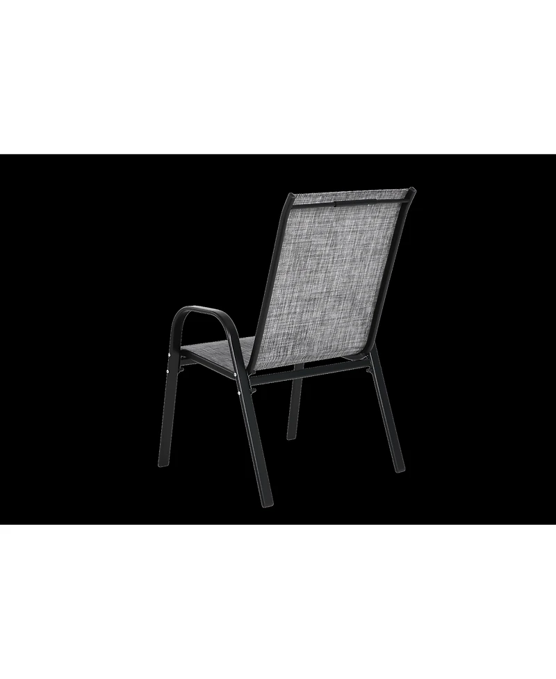 Flynama 4 Piece Outdoor Grey Patio Camping Chairs Breathable Textilene Fabric High Backrest Armrest Space Saving for Garden Pool Beach