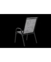 Flynama 4 Piece Outdoor Grey Patio Camping Chairs Breathable Textilene Fabric High Backrest Armrest Space Saving for Garden Pool Beach