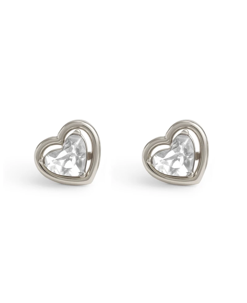 Coach Faux Stone Halo Heart Stud Earrings