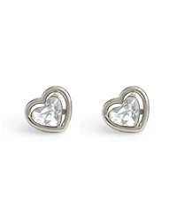 Coach Faux Stone Halo Heart Stud Earrings