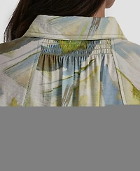 Dkny Women's Roll-Tab Sleeves Collar Neck Top