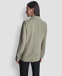 Dkny Women's Peak Lapel Collar Sueded Fuji Blazer