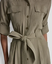 Dkny Women's Long-Sleeve Collared Roll Tab Fuji Cargo Dress