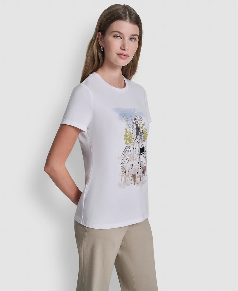 Dkny Women's Central Park Conversational Print Crewneck Short-Sleeve T-Shirt
