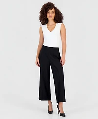 Anne Klein Essentials Petite Seamed Cropped Pull-On Pants