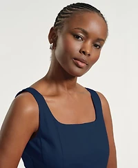 Isaac Mizrahi Women's Seamed Square Neck Midi Dress