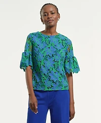 Isaac Mizrahi Women's Boxy Eyelet Crewneck Top