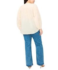 Vince Camuto Plus Lace Detail Crewneck Blouse