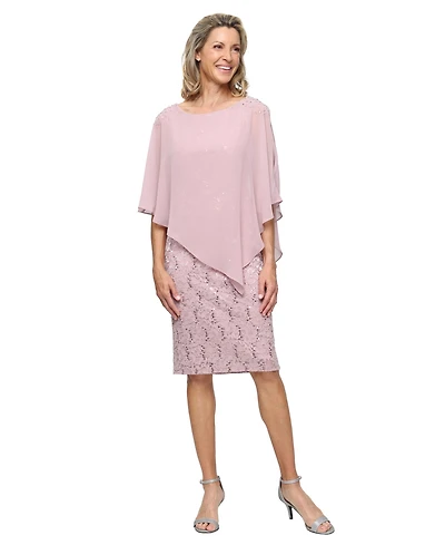 Sl Fashions Women's Short Stretch Lace Sheath Dress