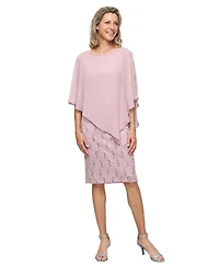 Sl Fashions Women's Short Stretch Lace Sheath Dress