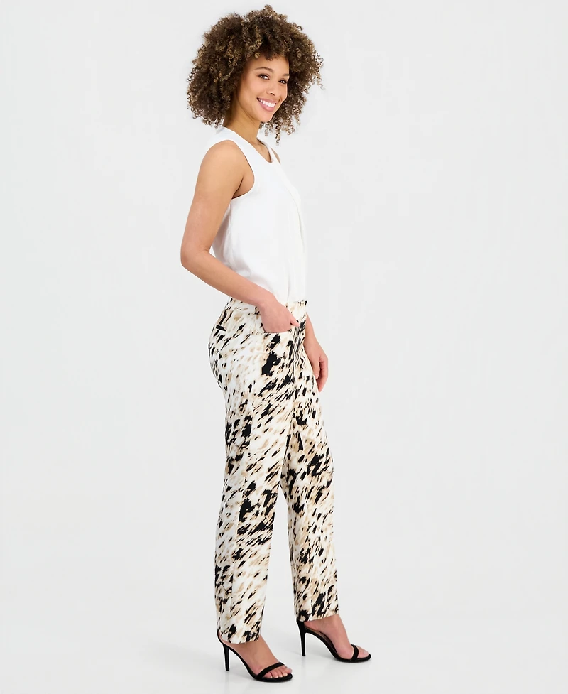 Kasper Women's Animal-Print Straight-Leg Pants