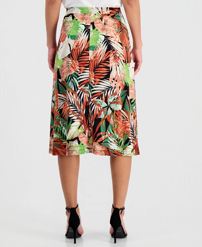 Kasper Women's Printed Pull-On Midi Skirt