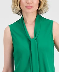 Kasper Women's Solid Sleeveless Tie-Neck Blouse