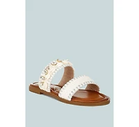 Shellfish Raffia Slip On Sandals