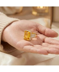 Elegant Sterling Silver Cubic Zirconia 14K Gold Plated Ring