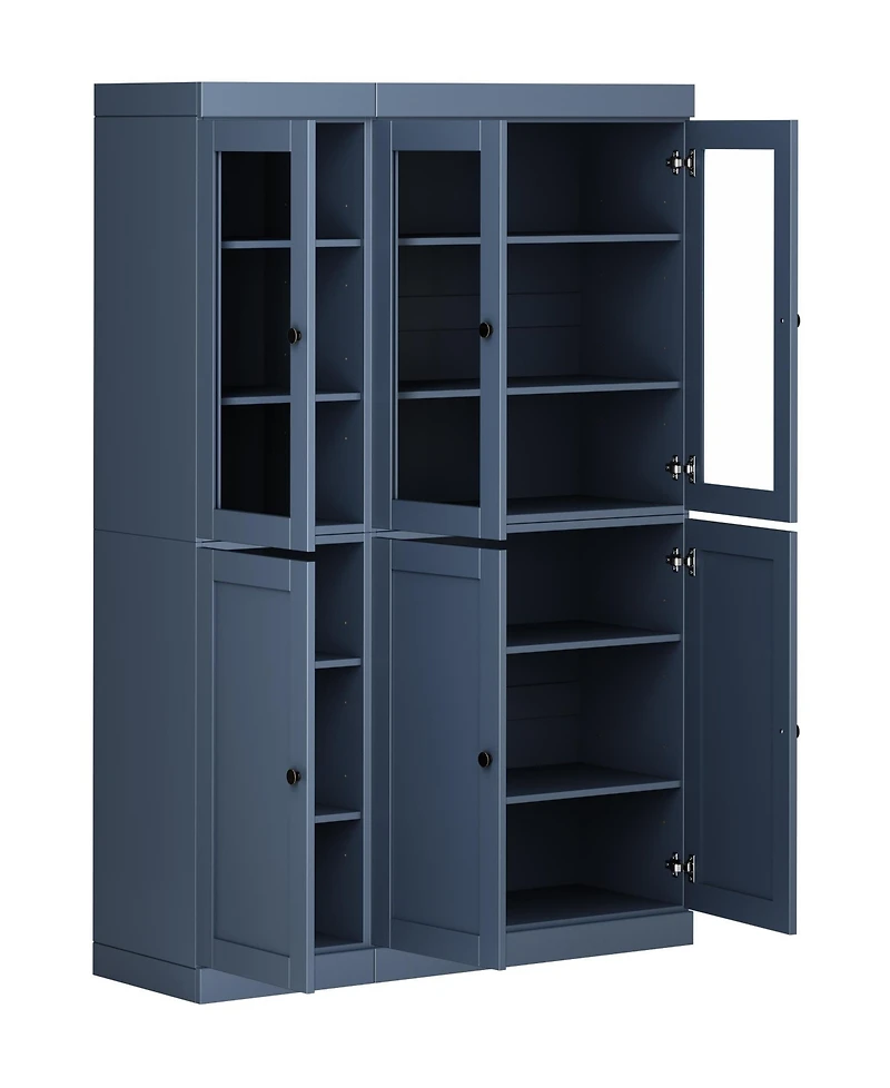 Palace Imports 100% Solid Wood 48.5" Pantry China Cabinet with Clear Glass, Shaker Doors & Adjustable Shelves