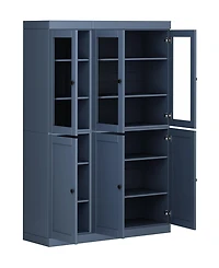 Palace Imports 100% Solid Wood 48.5" Pantry China Cabinet with Clear Glass, Shaker Doors & Adjustable Shelves
