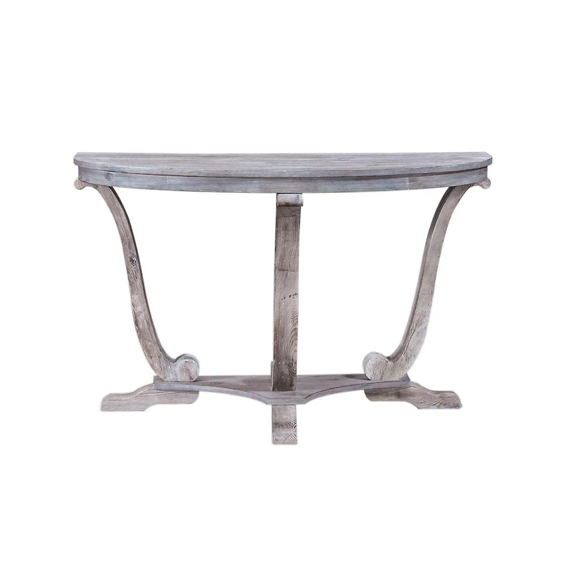 Liberty Furniture Greystone Mill Sofa Table in Stone White Wash w/ Wirebrush Distressing