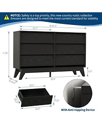 gaomon 6 Dresser for Bedroom, 47" Wide Dresser, Freestanding Horizontal Drawer with Storage, Wooden Closet Chest Storage for Living Room, Hallway