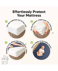 KeaBabies 1-Pack Protect+ Waterproof Crib Mattress Protector Cover, Mavy Quilted Cotton Baby Mattress Topper, Toddler Crib Sheet
