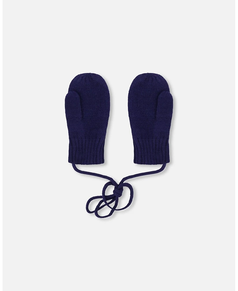 Deux par Baby Unisex Knit Mittens with Cord 