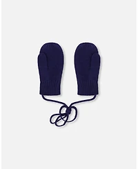 Deux par Baby Unisex Knit Mittens with Cord 