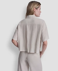 Dkny Jeans Women's Oversized Cropped Shirt