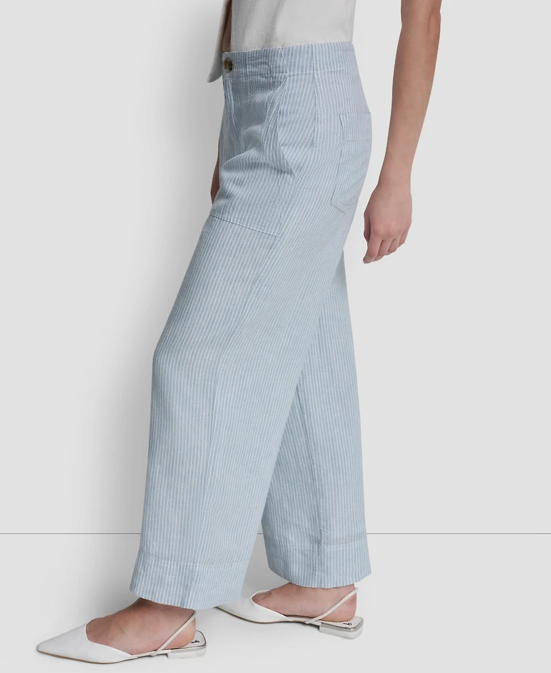 Dkny Jeans Women's Cropped Wide-Leg Linen Pants