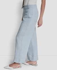 Dkny Jeans Women's Cropped Wide-Leg Linen Pants