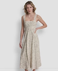 Dkny Jeans Women's Seamed Tank Square Neck Dress