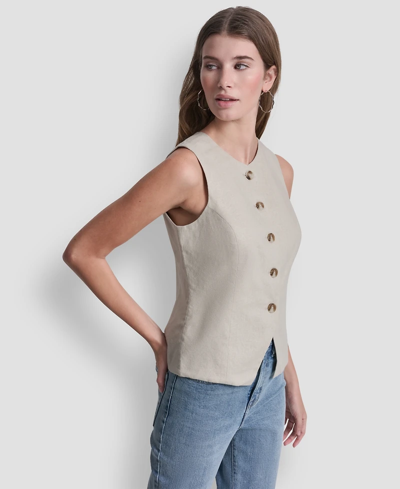 Dkny Jeans Women's Crewneck Button-Front Vest