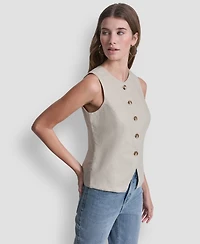 Dkny Jeans Women's Crewneck Button-Front Vest