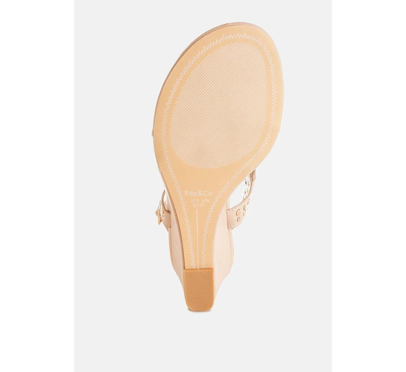 Sappho Studded Thong Toe Wedges