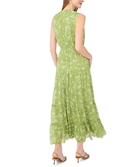 1.state Women's Sleeveless Tie V-Neck Tiered Maxi Dress