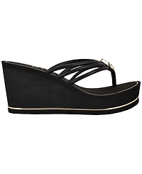 Guess Women's Sabrie Ornamented Round Toe Wedge Sandals