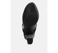 krause high block heel velvet pumps