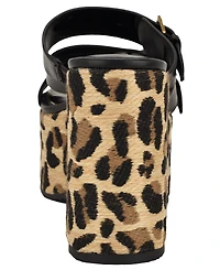 Guess Women's Nailah Strappy Buckles Cork Platform Wedge Sandal